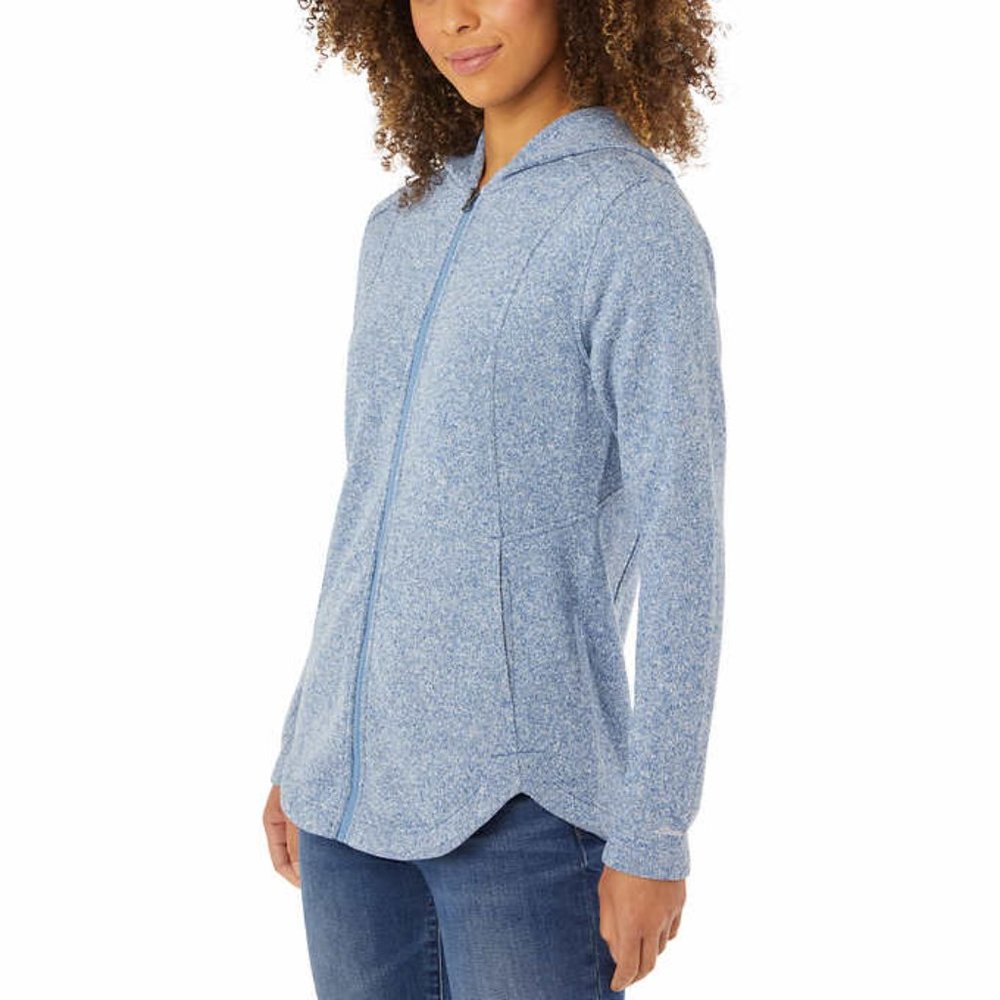 Eddie Bauer women Radiator Fleece 2.0 Long Full-zip hooded Jacket BLUE - Picture 4 of 10